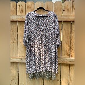 Lapis V Neck Floral Dress Long sleeve Lined size XL